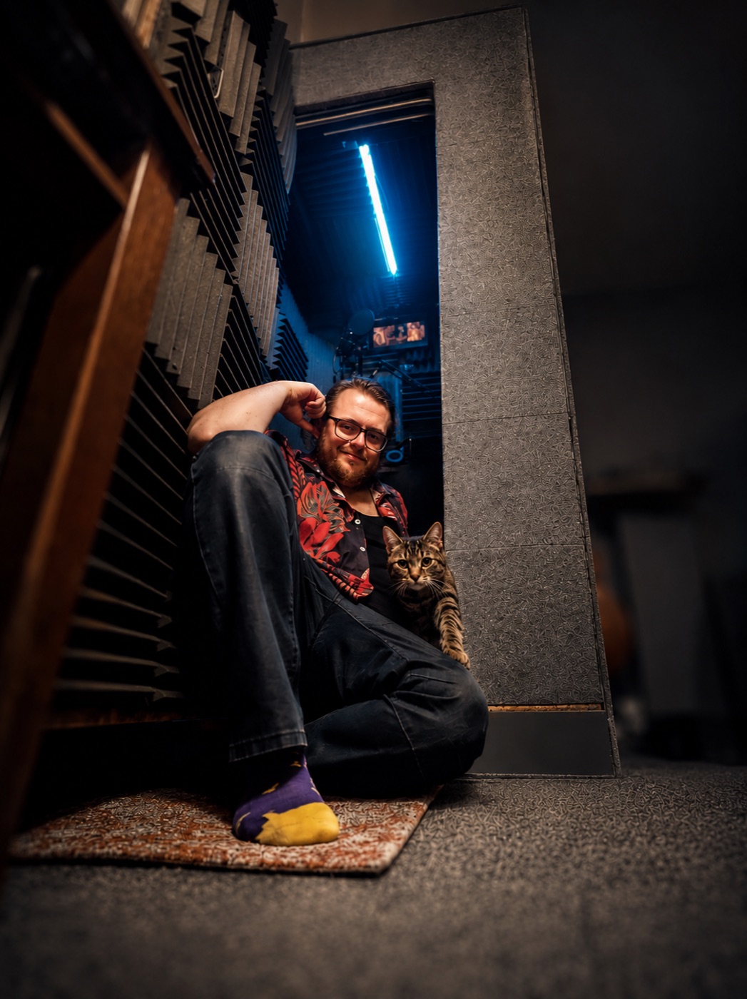 Me and my cat by the booth